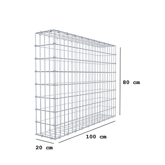 Gabion 100 cm x 80 cm x 20 cm (L x H x D), maskstorlek 5 x 10 cm, spiralring