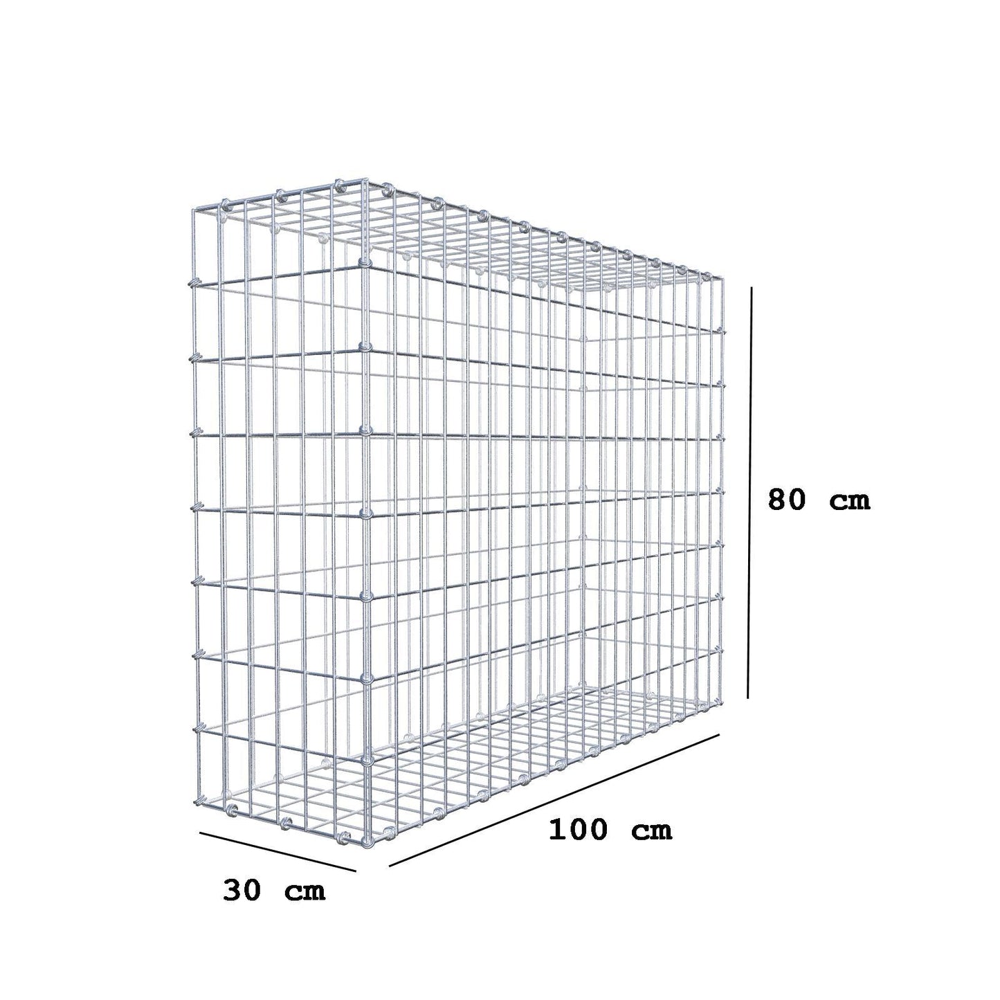 Gabion 100 cm x 80 cm x 30 cm (L x H x D), mesh size 5 x 10 cm, spiral ring