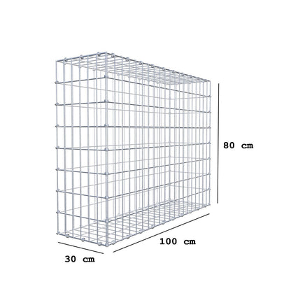 Gabion 100 cm x 80 cm x 30 cm (L x H x D), mesh size 5 x 10 cm, spiral ring