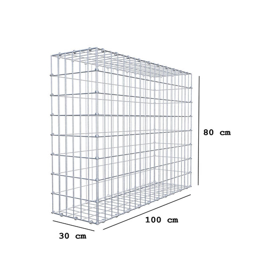 Gabion 100 cm x 80 cm x 30 cm (L x H x D), mesh size 5 x 10 cm, spiral ring