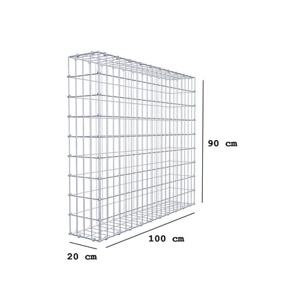 Gabion 100 cm x 90 cm x 20 cm (L x H x D), mesh size 5 x 10 cm, spiral ring