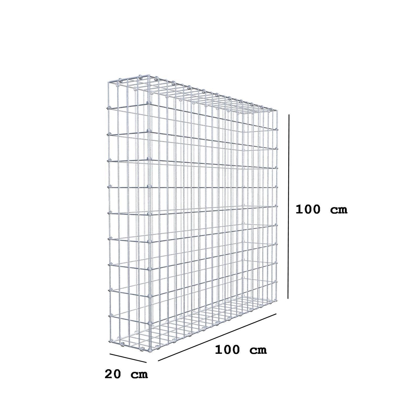 Schanskorf 100 cm x 100 cm x 20 cm (L x H x D), maaswijdte 5 x 10 cm, spiraalring