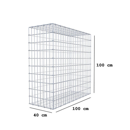 Gabion 100 cm x 100 cm x 40 cm (L x H x D), maskestørrelse 5 x 10 cm, spiralring