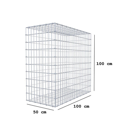 Gabion 100 cm x 100 cm x 50 cm (L x H x D), maskestørrelse 5 x 10 cm, spiralring