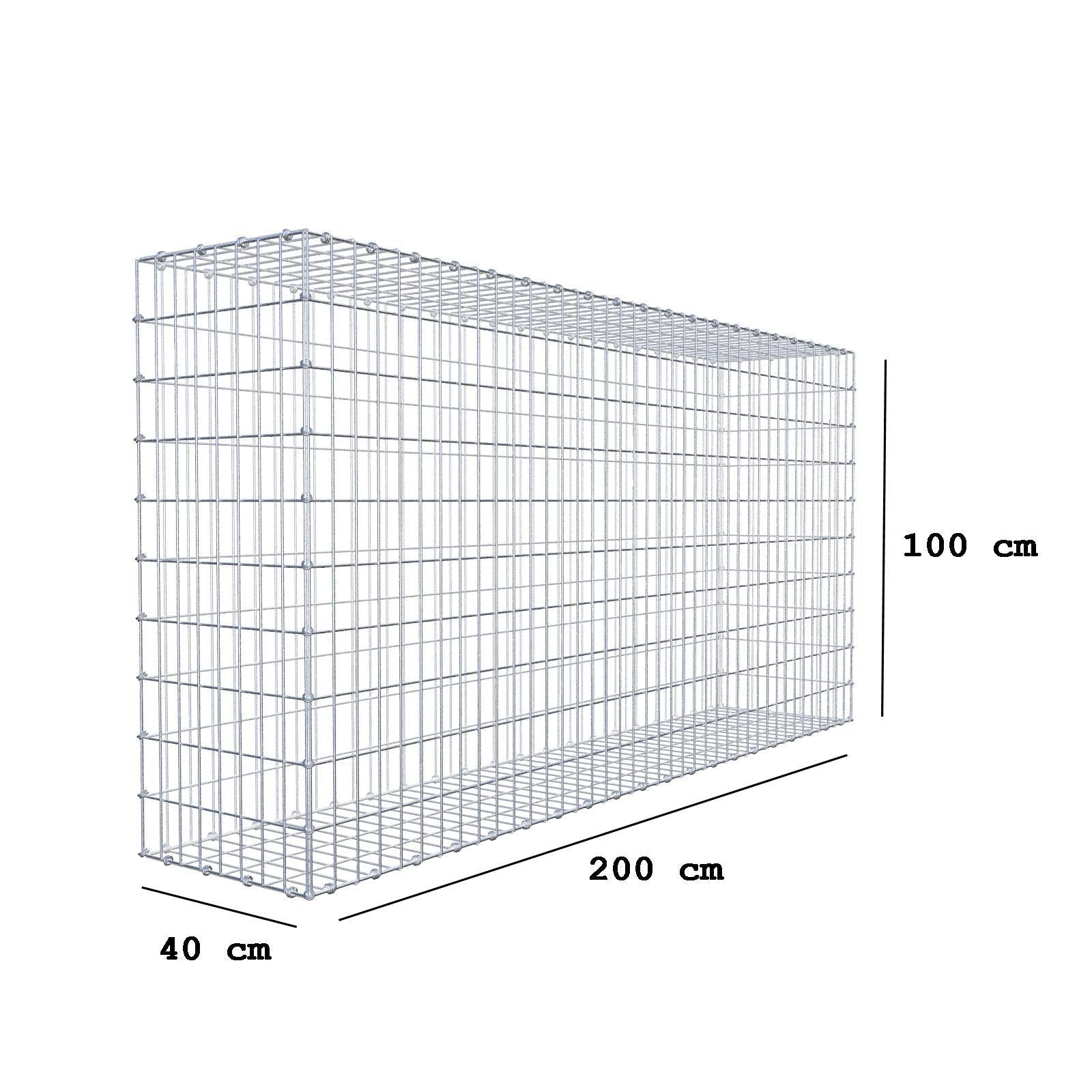 Gabion 200 cm x 100 cm x 40 cm (L x H x P), mailles 5 x 10 cm, anneau en spirale