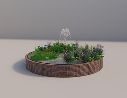 Gabion verhoogde vijver rond, buitendiameter 382 cm, hoogte 50 cm, maaswijdte 5 x 5 cm, wanddikte 15 cm