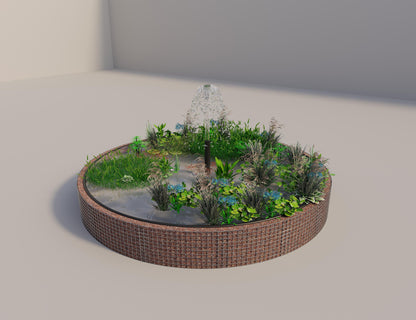 Gabion verhoogde vijver rond, buitendiameter 382 cm, hoogte 50 cm, maaswijdte 5 x 5 cm, wanddikte 15 cm