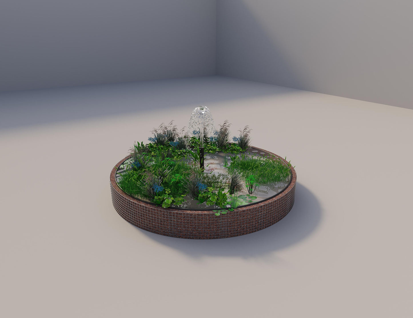 Gabion verhoogde vijver rond, buitendiameter 382 cm, hoogte 50 cm, maaswijdte 5 x 5 cm, wanddikte 15 cm