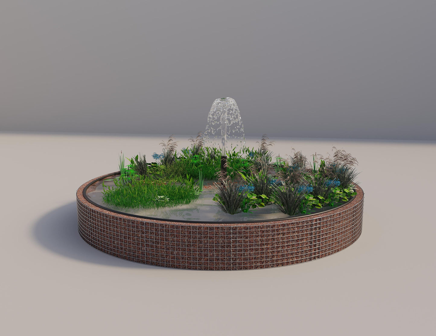 Gabion verhoogde vijver rond, buitendiameter 412 cm, hoogte 50 cm, maaswijdte 5 x 5 cm, wanddikte 15 cm