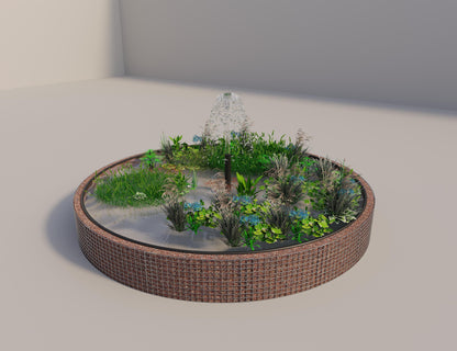 Gabion verhoogde vijver rond, buitendiameter 412 cm, hoogte 50 cm, maaswijdte 5 x 5 cm, wanddikte 15 cm