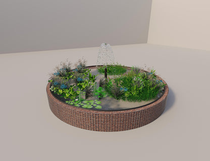 Gabion verhoogde vijver rond, buitendiameter 412 cm, hoogte 50 cm, maaswijdte 5 x 5 cm, wanddikte 15 cm