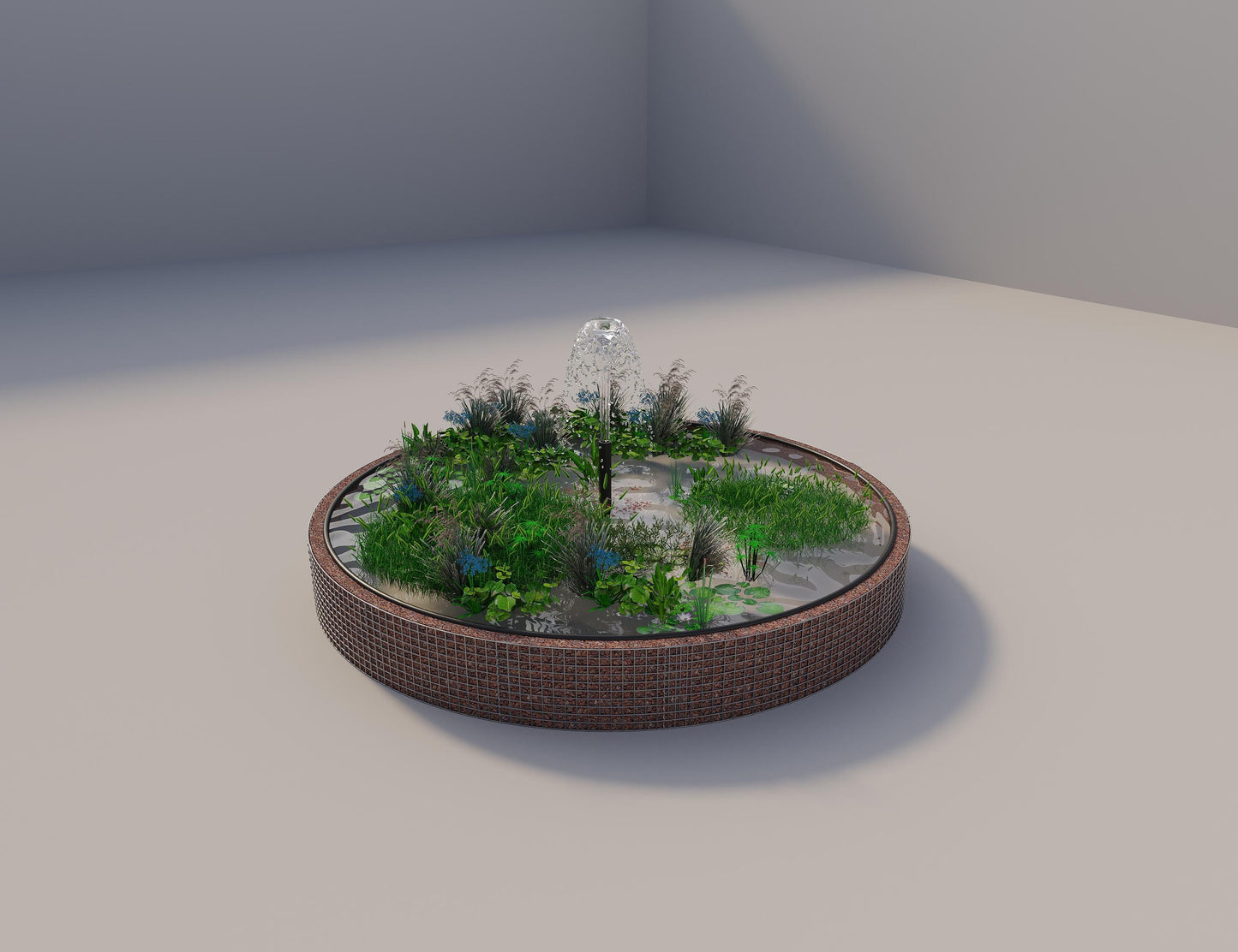 Gabion verhoogde vijver rond, buitendiameter 412 cm, hoogte 50 cm, maaswijdte 5 x 5 cm, wanddikte 15 cm