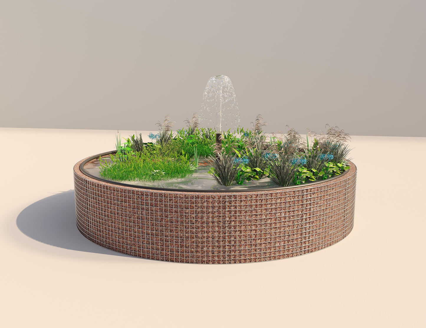 Gabion-dam, rund, ydre diameter 412 cm, højde 80 cm, maskestørrelse 5 x 5 cm, vægtykkelse 15 cm