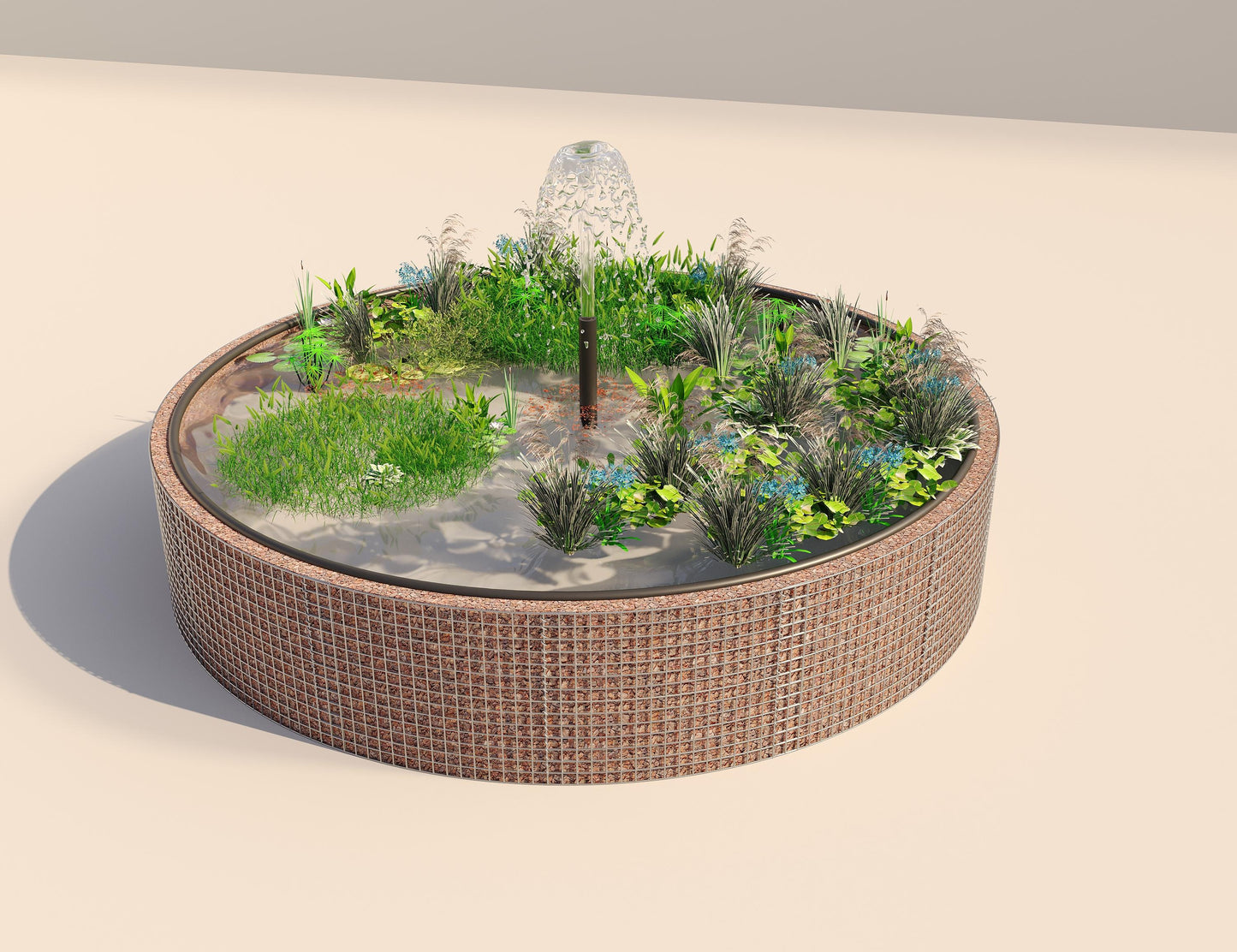 Gabion-dam, rund, ydre diameter 412 cm, højde 80 cm, maskestørrelse 5 x 5 cm, vægtykkelse 15 cm