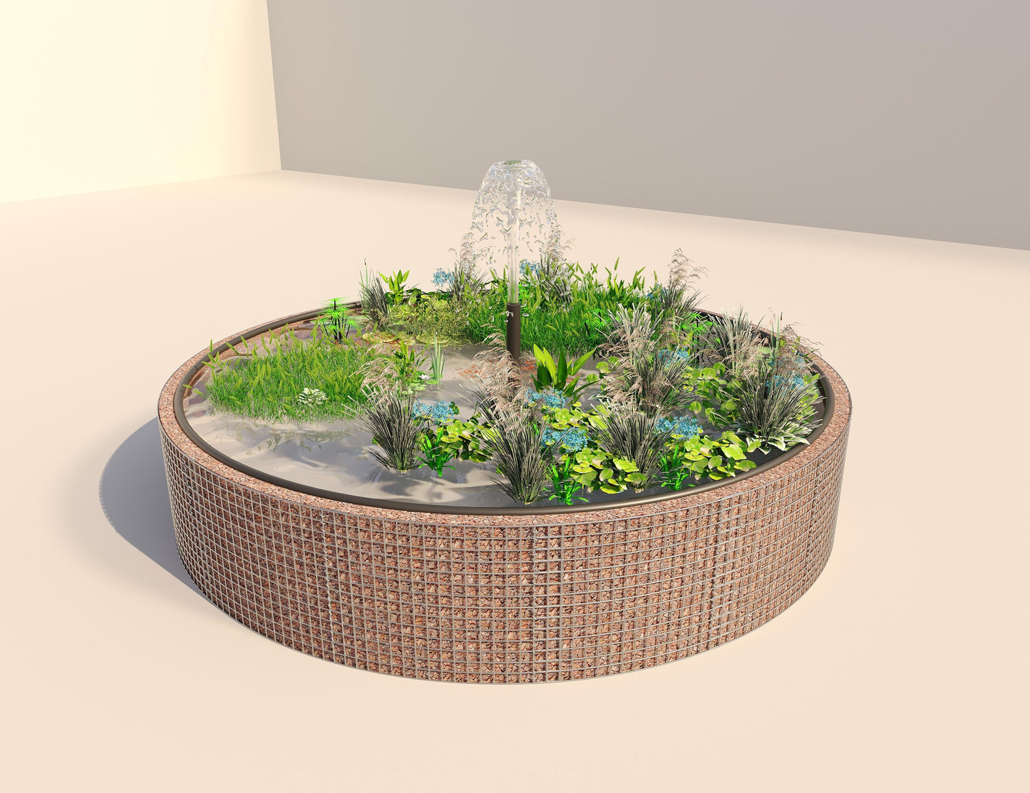 Gabion-dam, rund, ydre diameter 412 cm, højde 80 cm, maskestørrelse 5 x 5 cm, vægtykkelse 15 cm