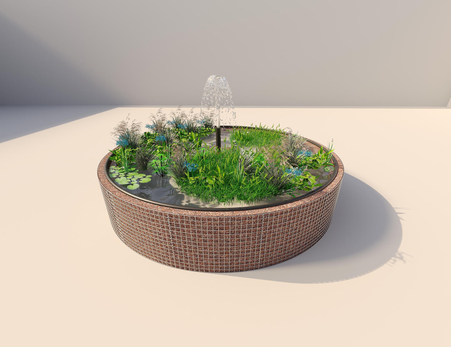 Gabion-dam, rund, ydre diameter 412 cm, højde 80 cm, maskestørrelse 5 x 5 cm, vægtykkelse 15 cm