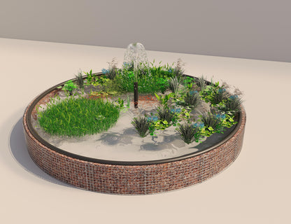 Gabion bassin surélevé rond, diamètre extérieur 472 cm, hauteur 50 cm, mailles 5 x 5 cm, épaisseur de paroi 15 cm