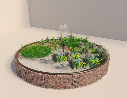 Gabion bassin surélevé rond, diamètre extérieur 472 cm, hauteur 50 cm, mailles 5 x 5 cm, épaisseur de paroi 15 cm
