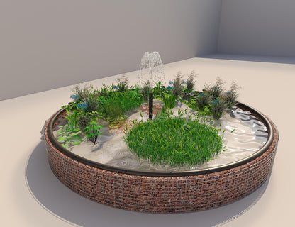 Gabion bassin surélevé rond, diamètre extérieur 472 cm, hauteur 50 cm, mailles 5 x 5 cm, épaisseur de paroi 15 cm