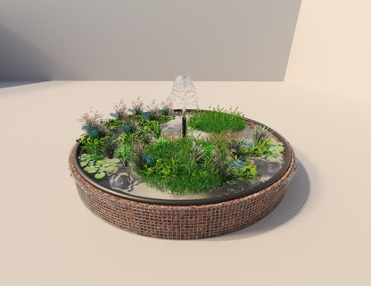 Gabion bassin surélevé rond, diamètre extérieur 472 cm, hauteur 50 cm, mailles 5 x 5 cm, épaisseur de paroi 15 cm