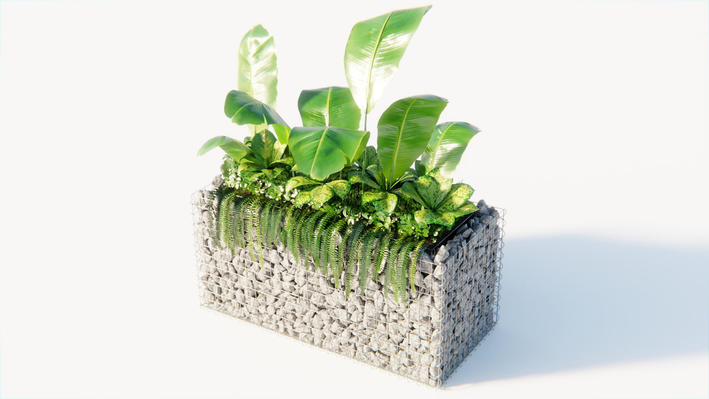 Lit surélevé carré 130 cm x 60 cm x 60 cm (L x H x P), mailles 5 x 10 cm, épaisseur des parois 10 cm