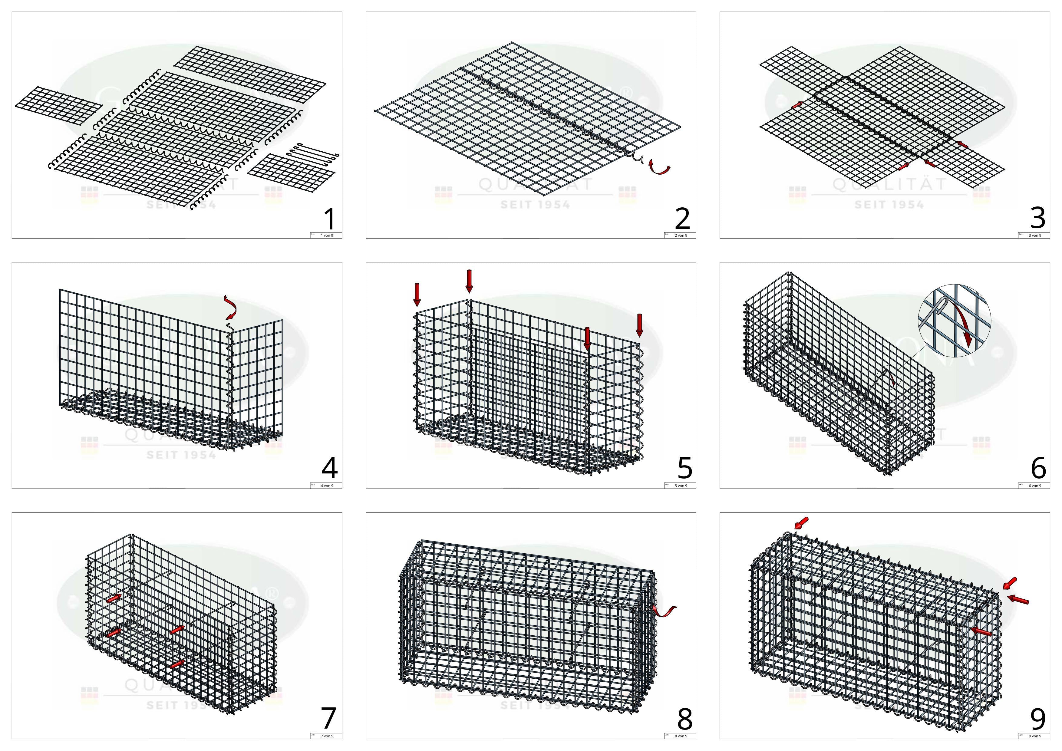 Gabion 50 cm x 40 cm x 20 cm (L x H x P), maille 5 cm x 5 cm, spirale