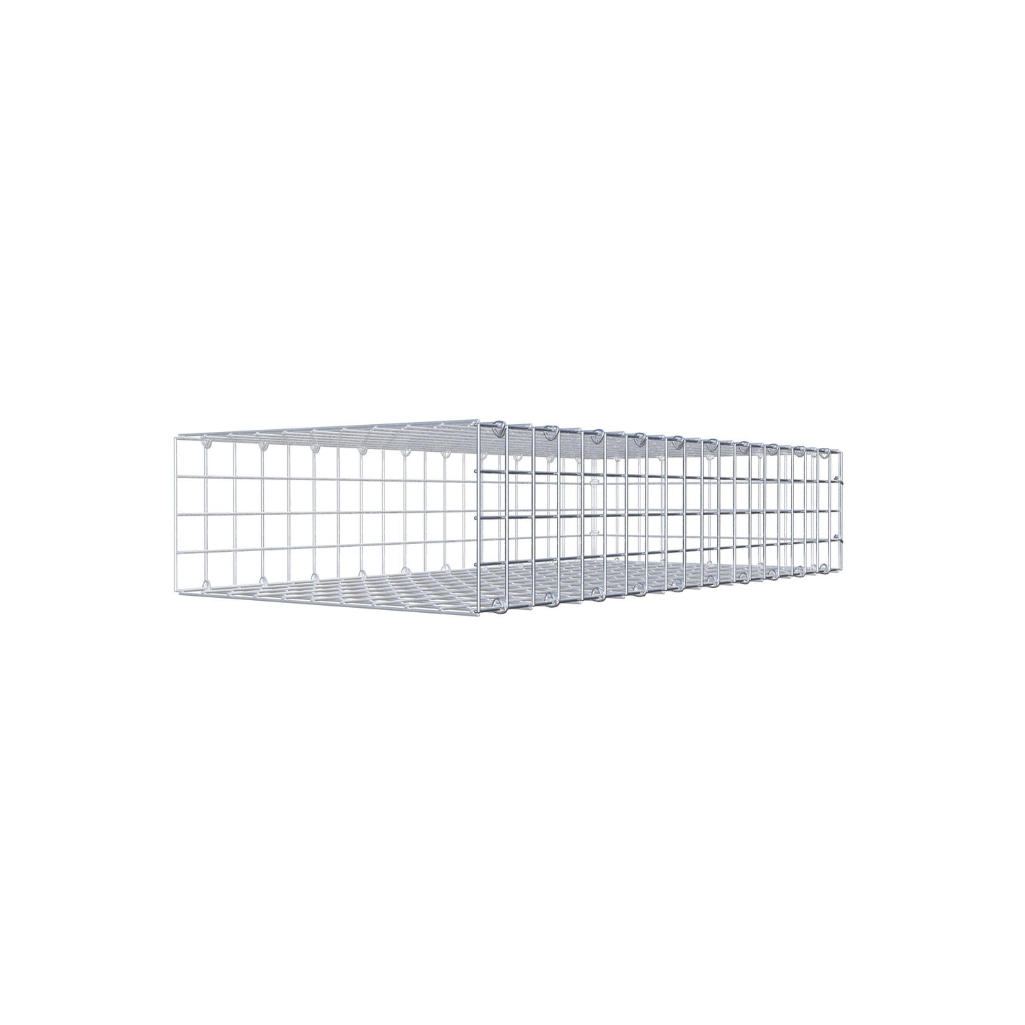 Typ 2 påbyggnadsgabion 100 cm x 20 cm x 50 cm (L x H x D), maskstorlek 5 cm x 5 cm, C-ring