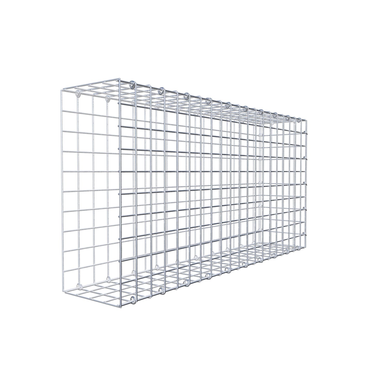 Typ 2 påbyggnadsgabion 100 cm x 50 cm x 20 cm (L x H x D), maskstorlek 5 cm x 5 cm, C-ring