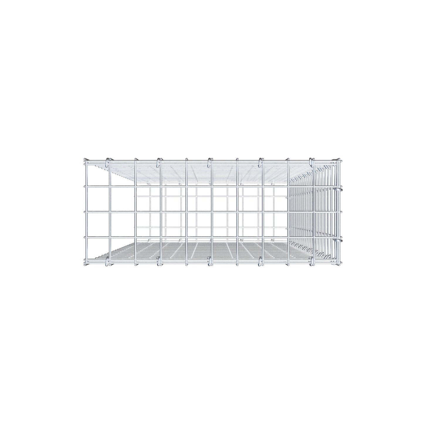 Typ 2 påbyggnadsgabion 100 cm x 50 cm x 20 cm (L x H x D), maskstorlek 5 cm x 5 cm, C-ring