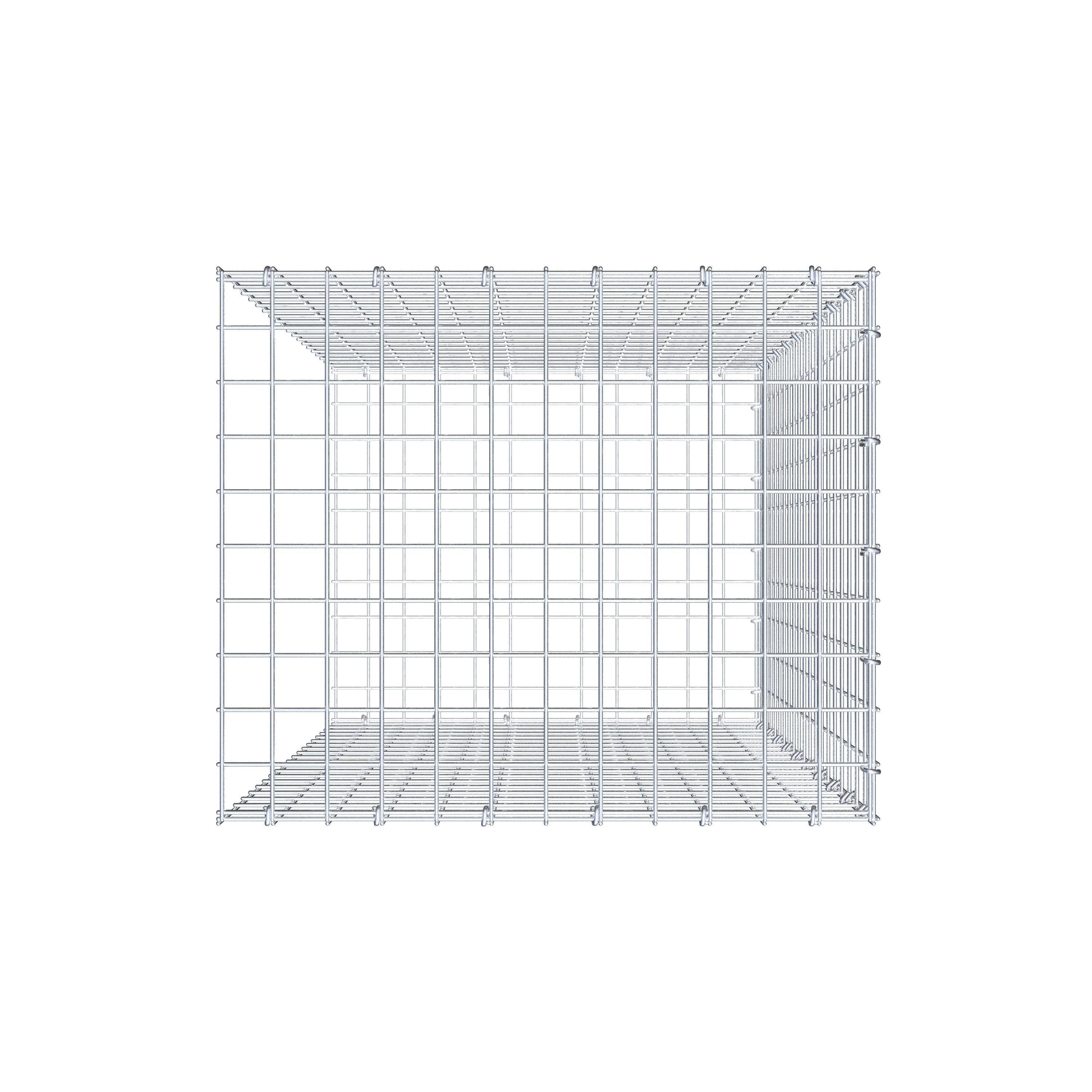 Monteret gabion type 2 100 cm x 60 cm x 50 cm (L x H x D), maskestørrelse 5 cm x 5 cm, C-ring
