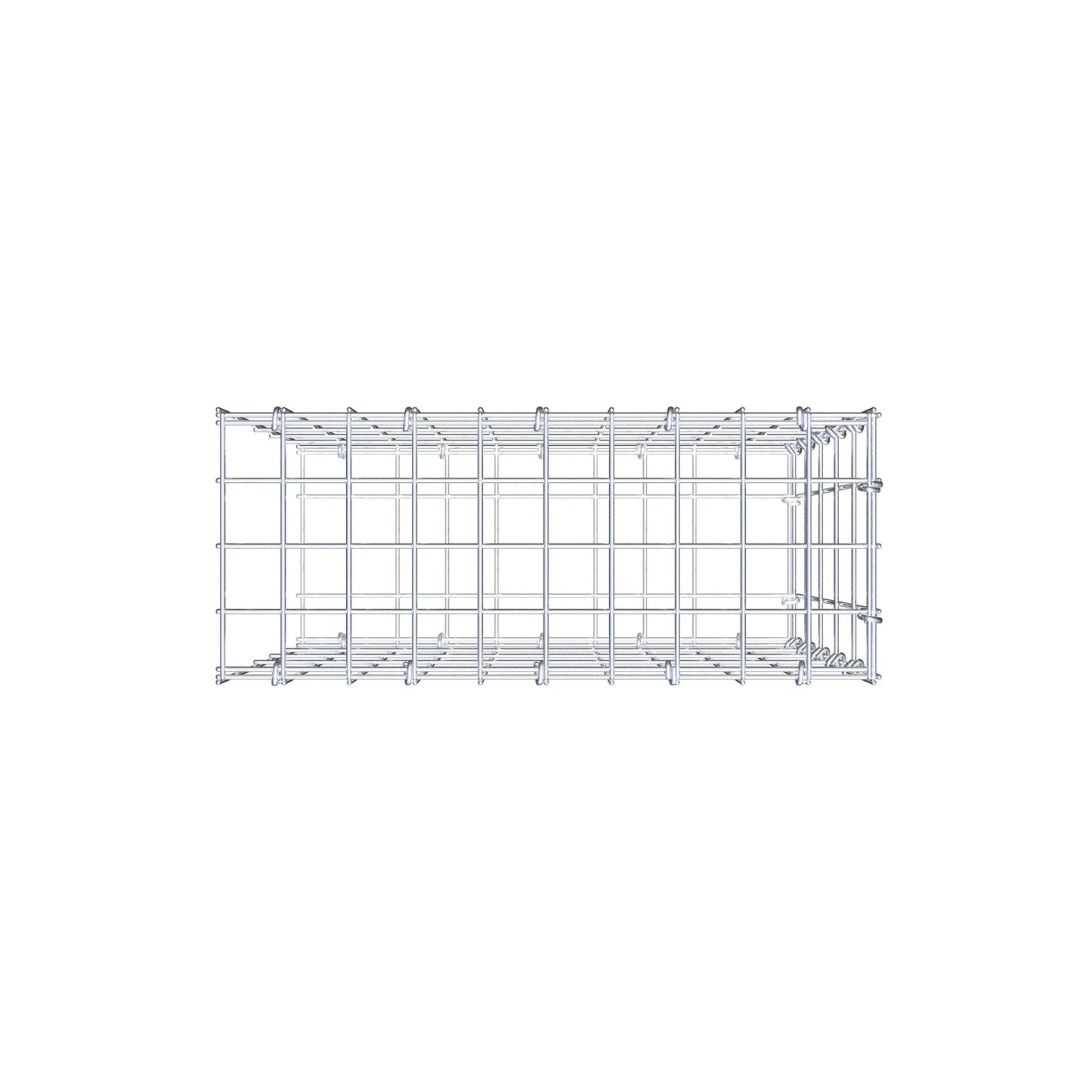 Monteret gabion type 2 50 cm x 50 cm x 20 cm, maskestørrelse 5 cm x 10 cm, C-ring