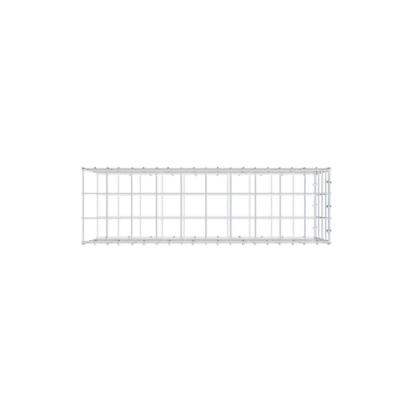 Typ 2 påbyggnadsgabion 100 cm x 40 cm x 30 cm (L x H x D), maskstorlek 10 cm x 10 cm, C-ring