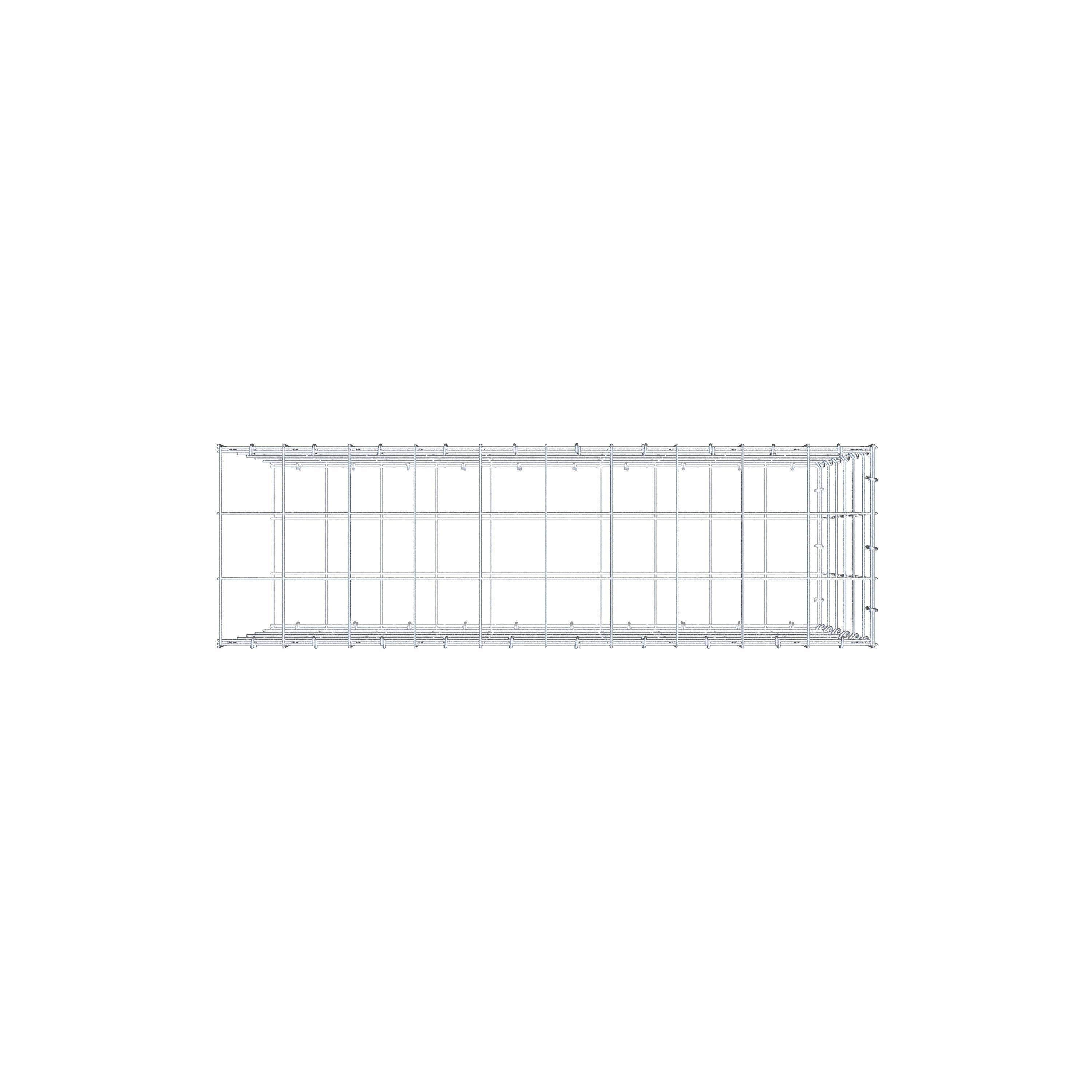 Gavión complementario de tipo 2 100 cm x 60 cm x 30 cm (largo x alto x fondo), malla 10 cm x 10 cm, anillo en C