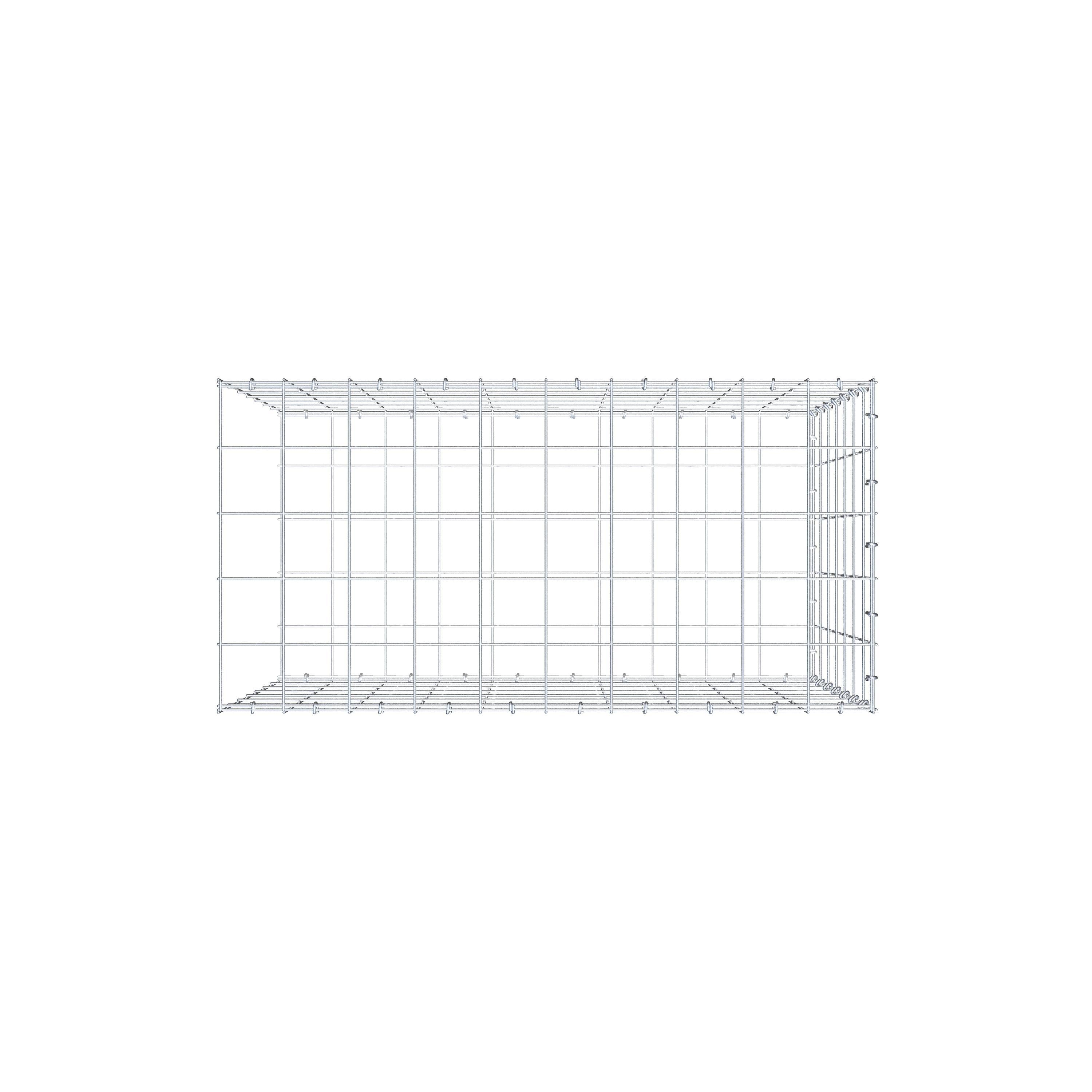 Gabion monté type 2 100 cm x 70 cm x 50 cm (L x H x P), maillage 10 cm x 10 cm, anneau en C