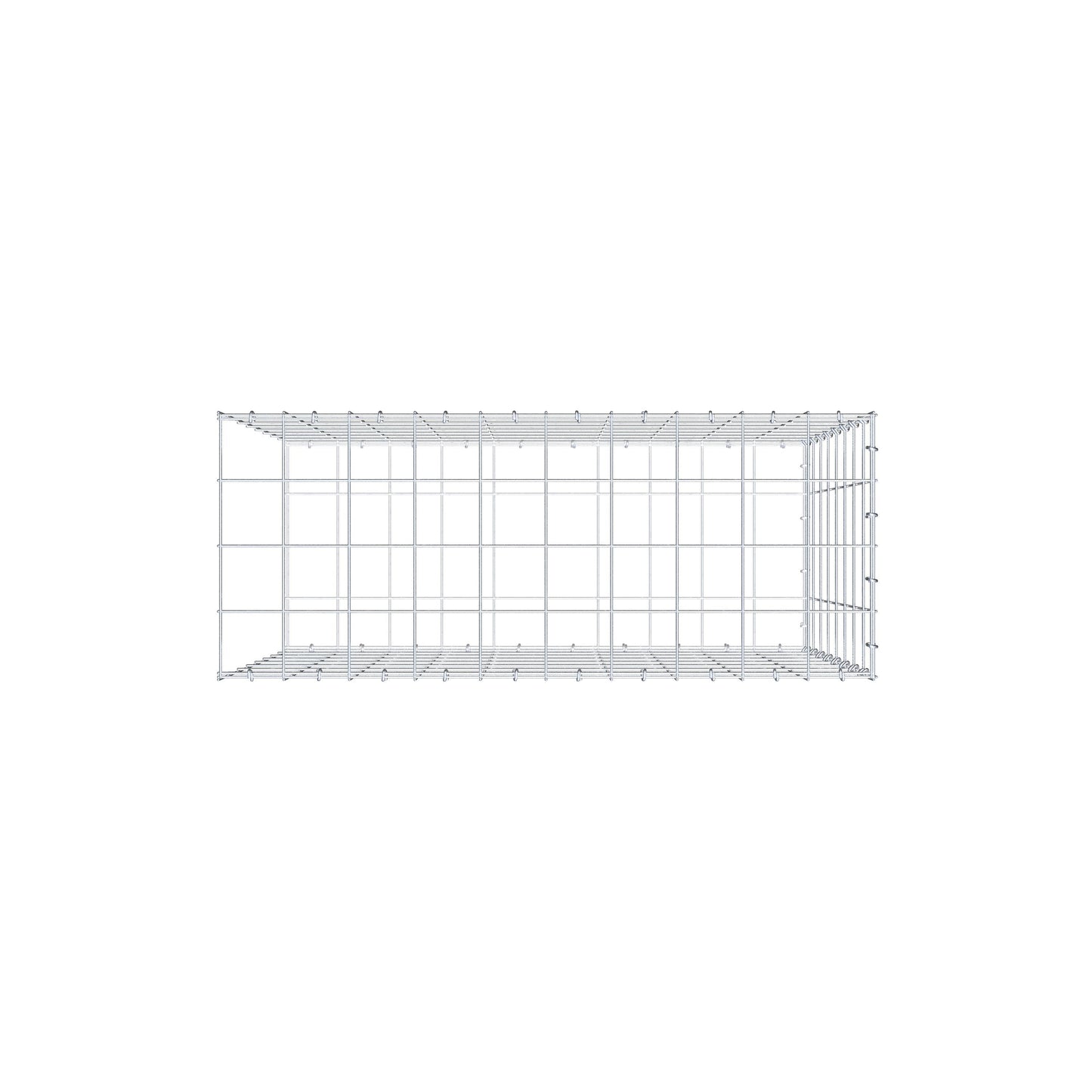 Typ 2 påbyggnadsgabion 100 cm x 80 cm x 40 cm (L x H x D), maskstorlek 10 cm x 10 cm, C-ring