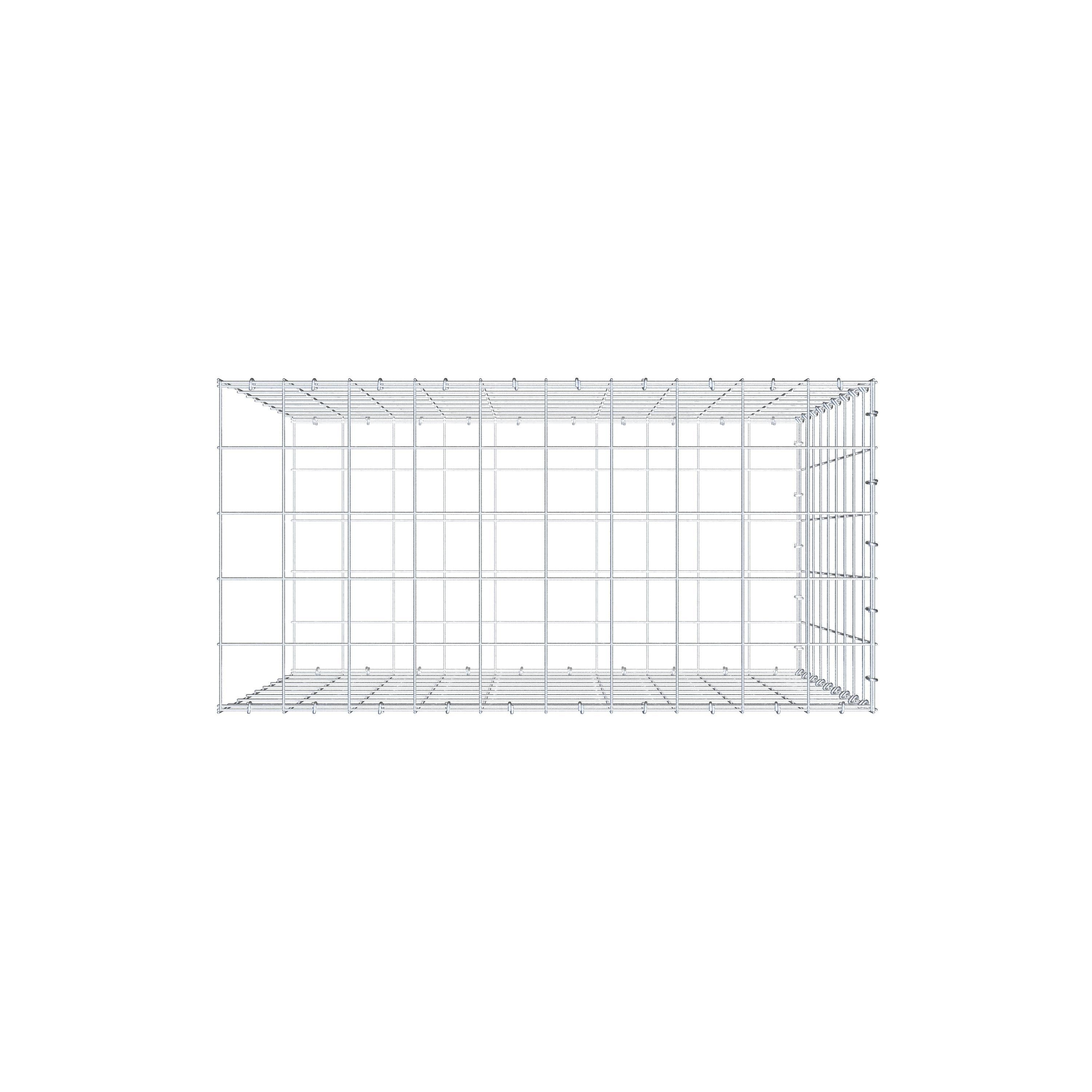 Gabion monté type 2 100 cm x 90 cm x 50 cm (L x H x P), maillage 10 cm x 10 cm, anneau en C