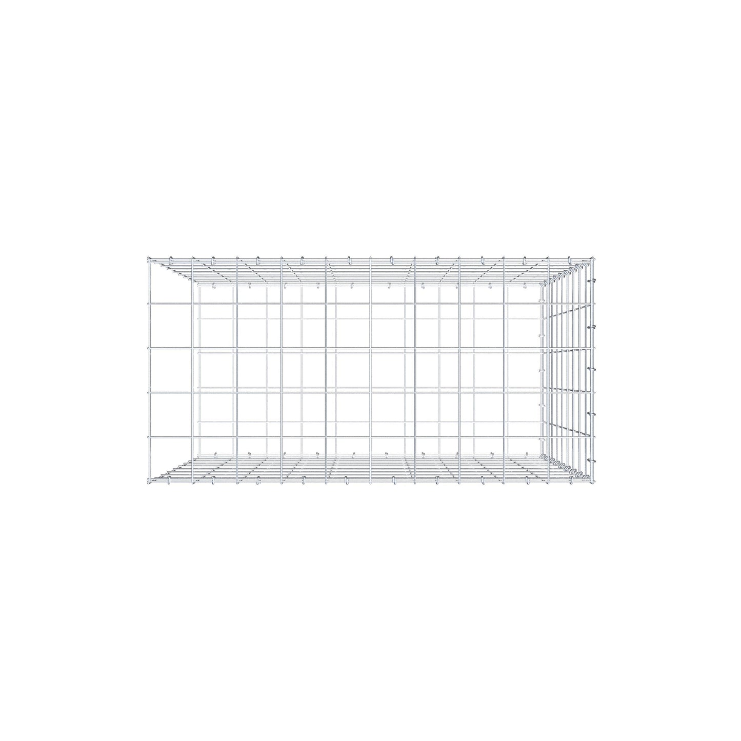 Monteret gabion type 2 100 cm x 90 cm x 50 cm (L x H x D), maskestørrelse 10 cm x 10 cm, C-ring