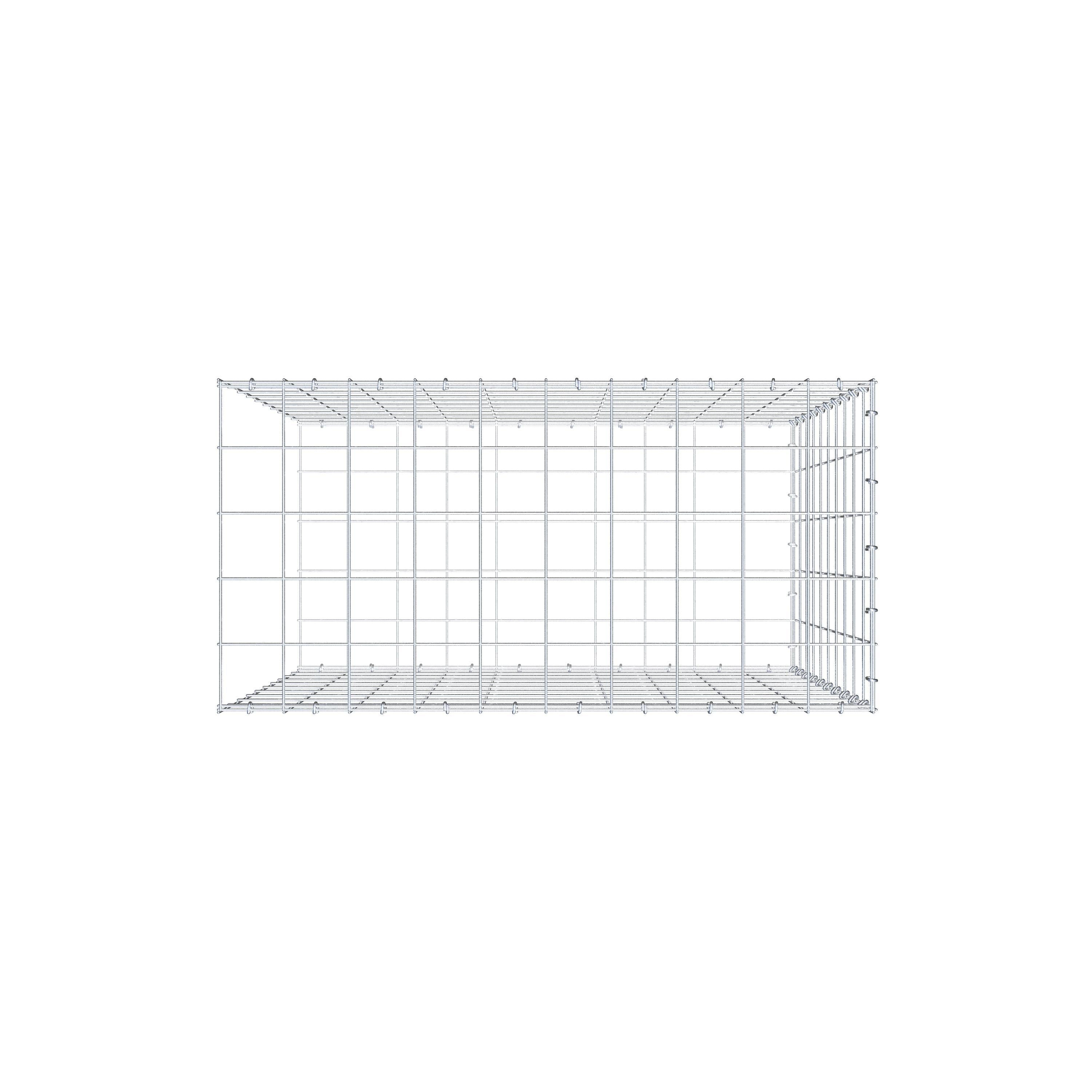 Gabion monté type 2 100 cm x 100 cm x 50 cm (L x H x P), maillage 10 cm x 10 cm, anneau en C