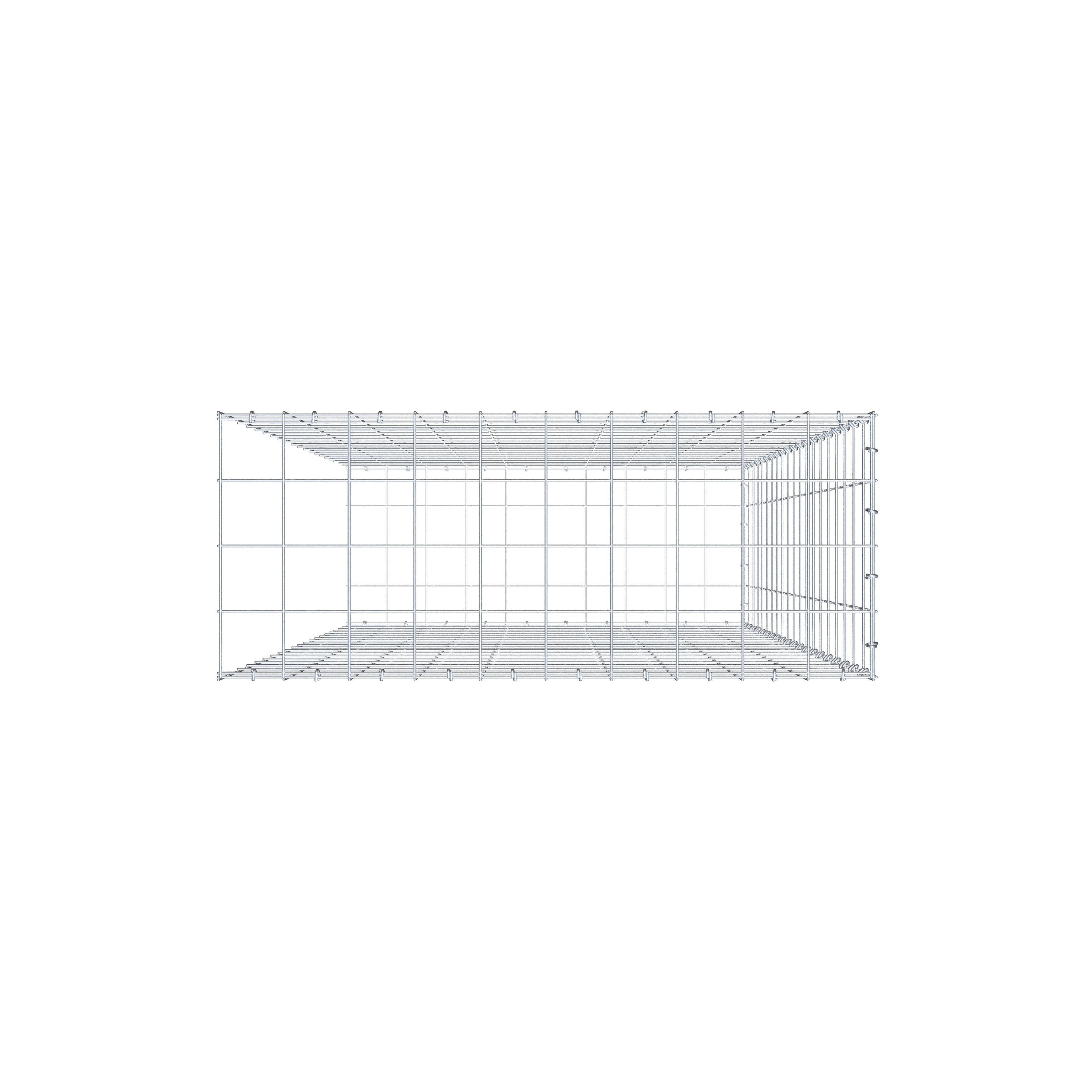 Gabion monté type 2 200 cm x 100 cm x 40 cm (L x H x P), maillage 10 cm x 10 cm, anneau en C