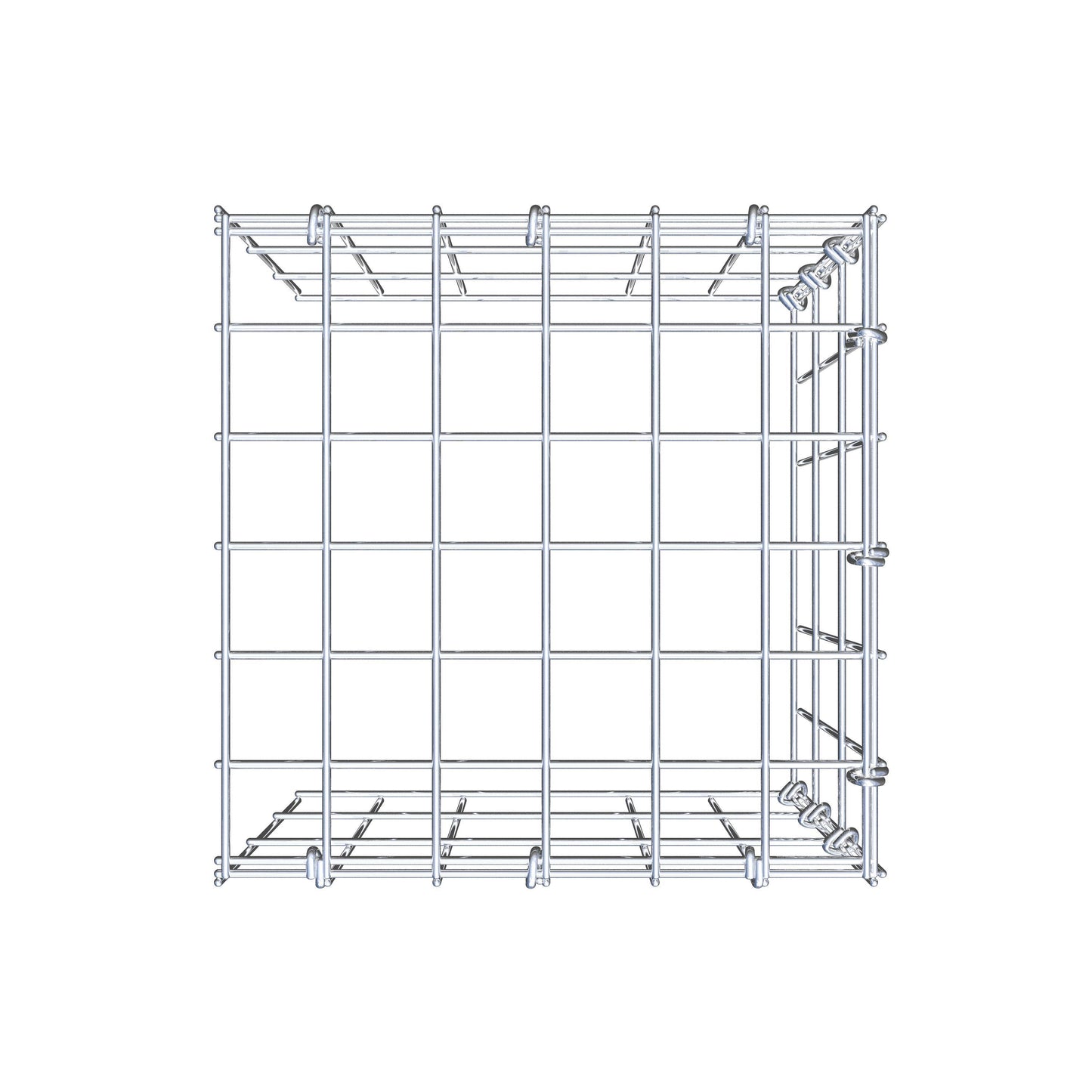 Mounted gabion type 4 30 cm x 30 cm x 30 cm (L x H x D), mesh size 5 cm x 10 cm, C-ring