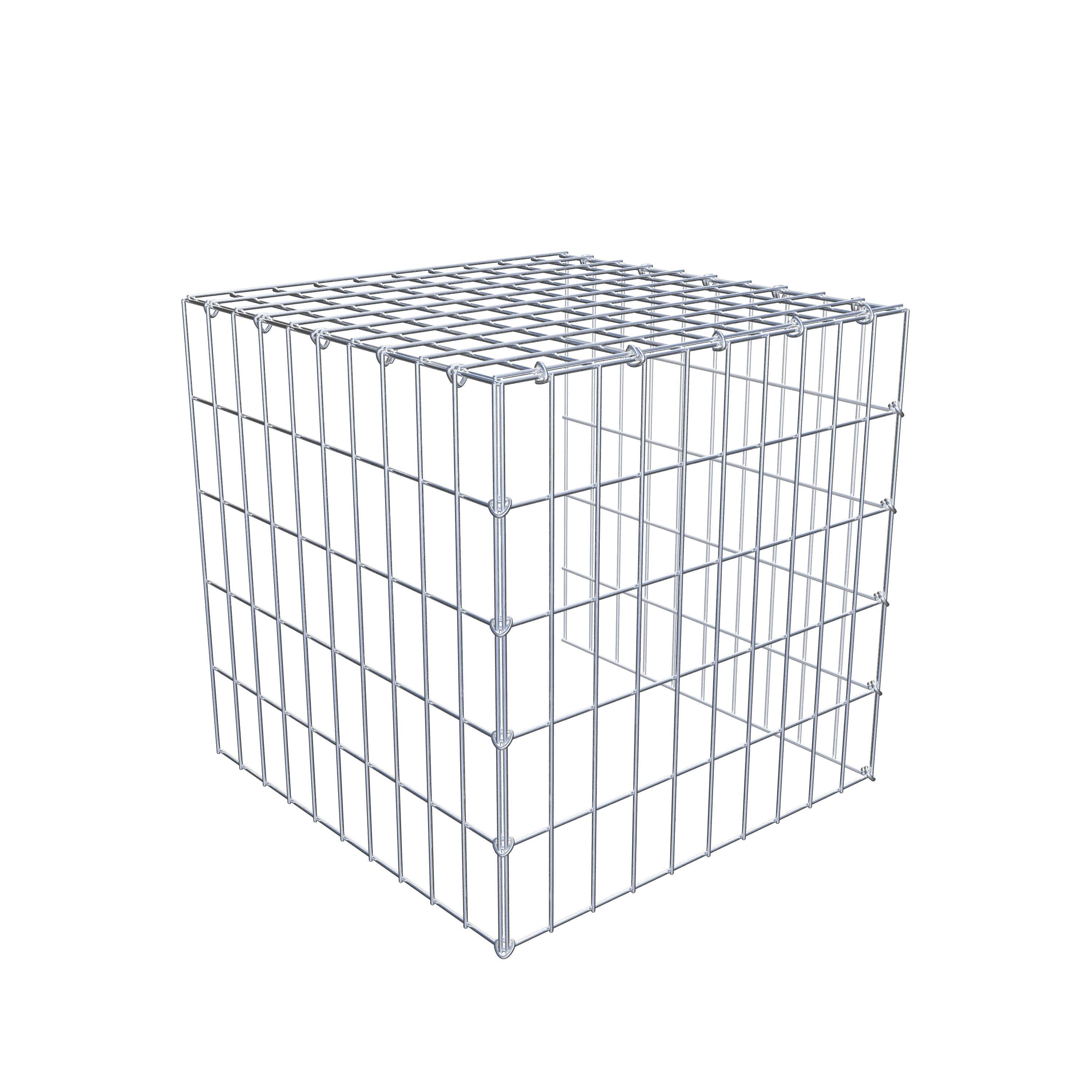 Gabion monté type 4 50 cm x 50 cm x 50 cm (L x H x P), maillage 5 cm x 10 cm, anneau en C