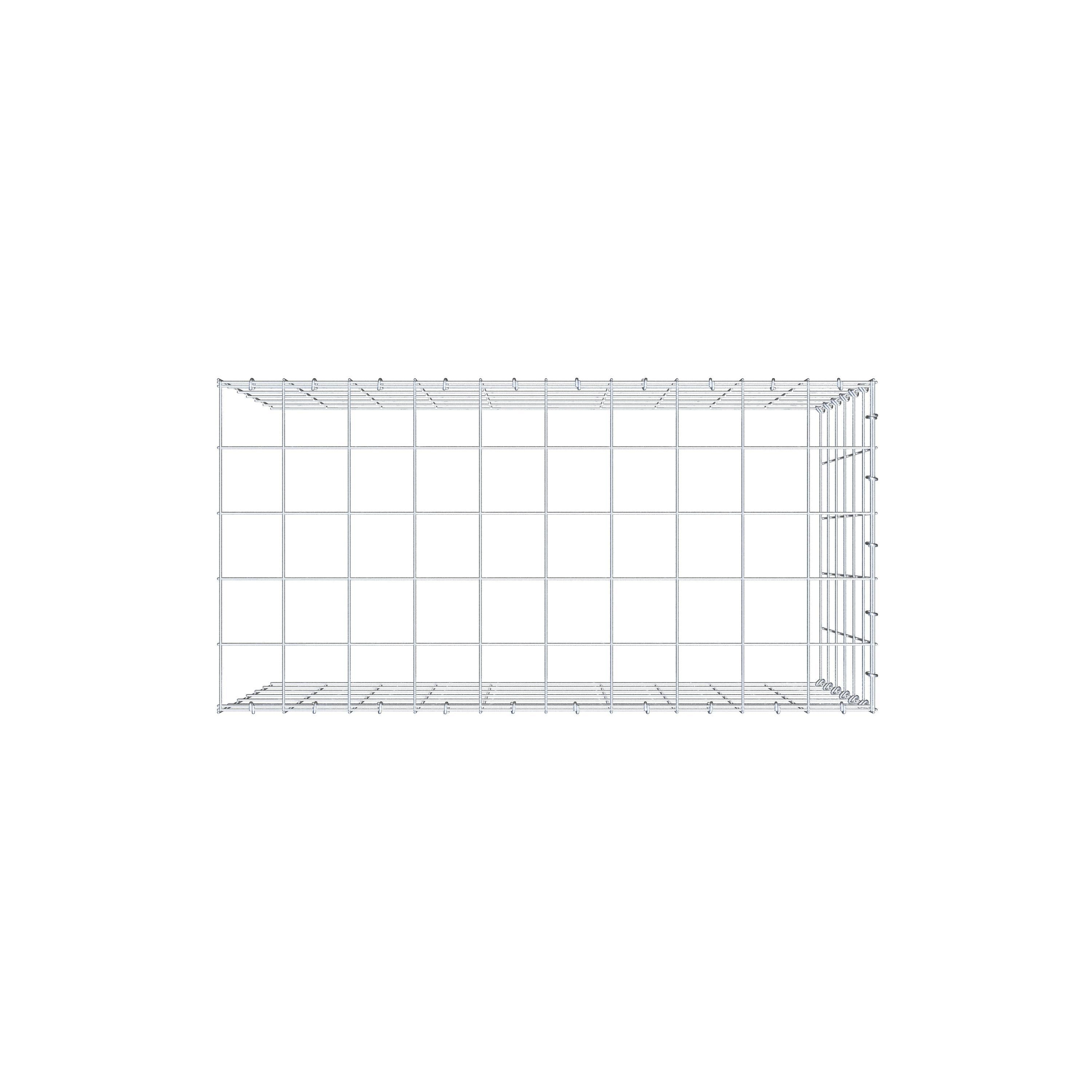 Gabion monté type 4 100 cm x 60 cm x 50 cm (L x H x P), maillage 10 cm x 10 cm, anneau en C