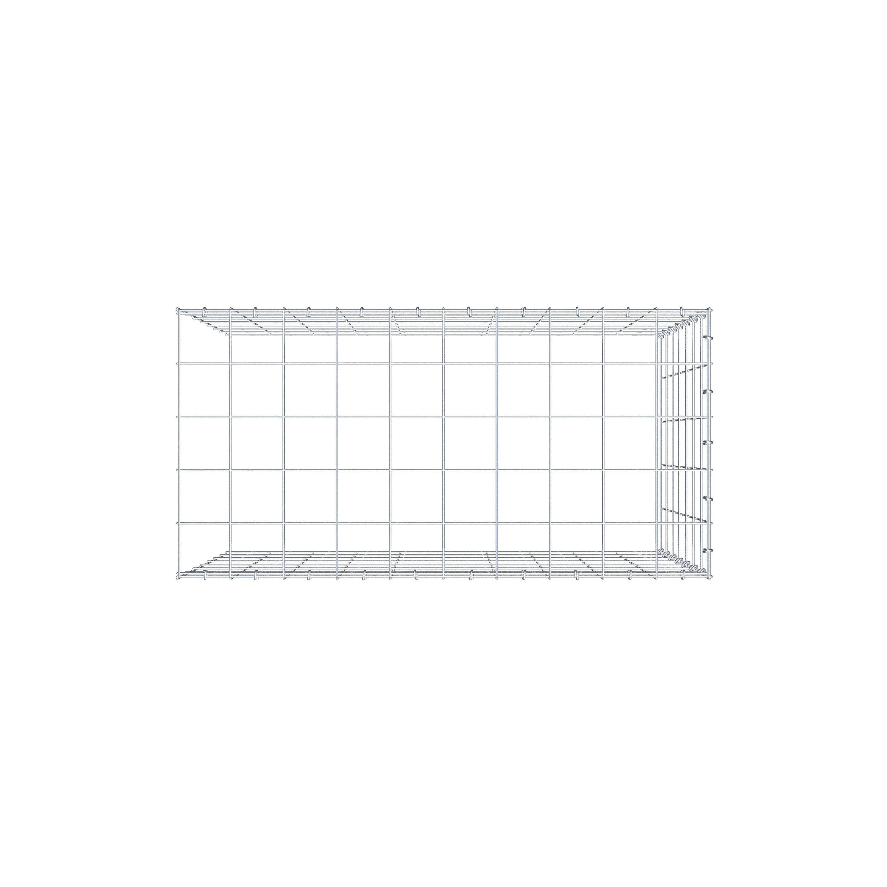 Gabion monté type 4 100 cm x 70 cm x 50 cm (L x H x P), maillage 10 cm x 10 cm, anneau en C