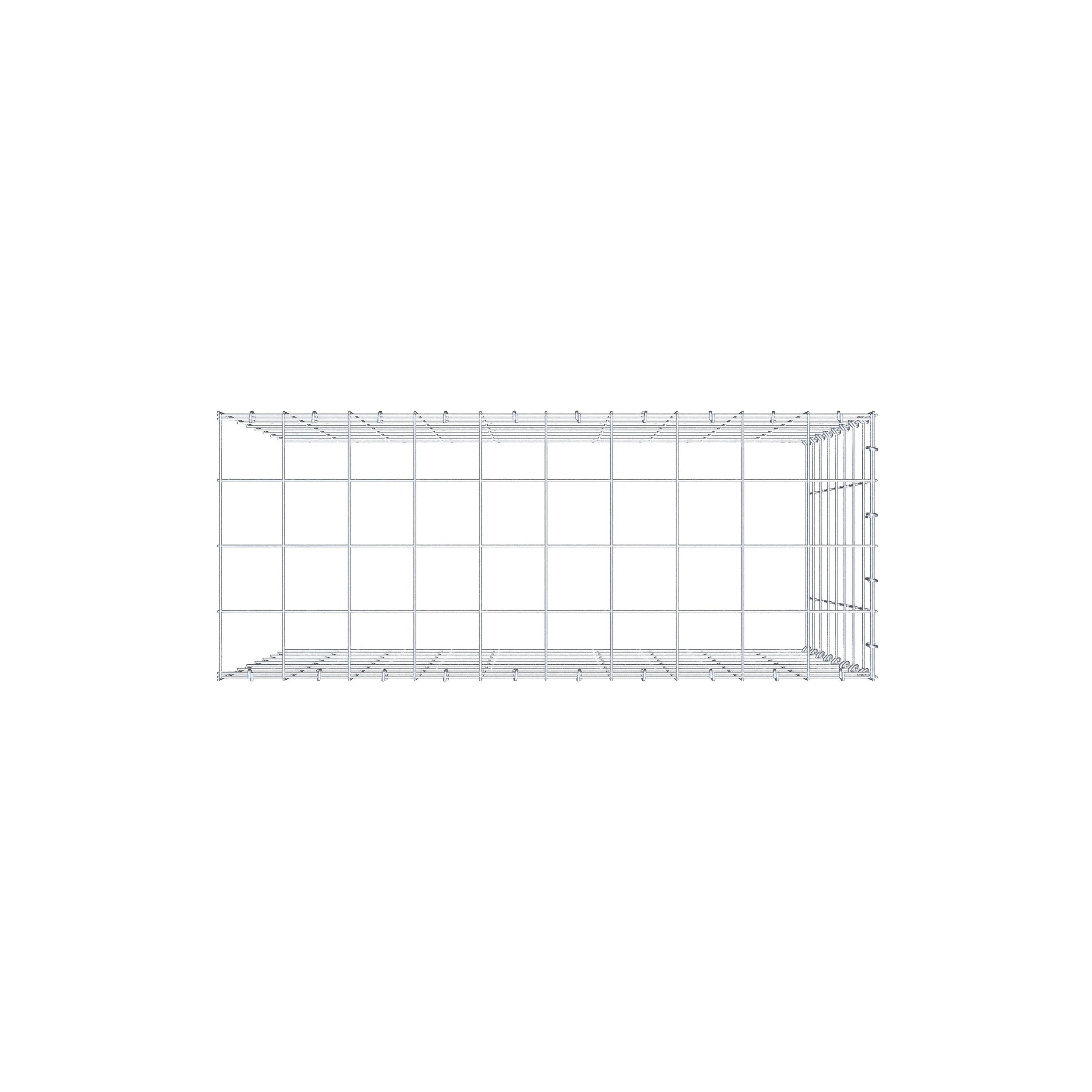 Monteret gabion type 4 100 cm x 80 cm x 40 cm (L x H x D), maskestørrelse 10 cm x 10 cm, C-ring