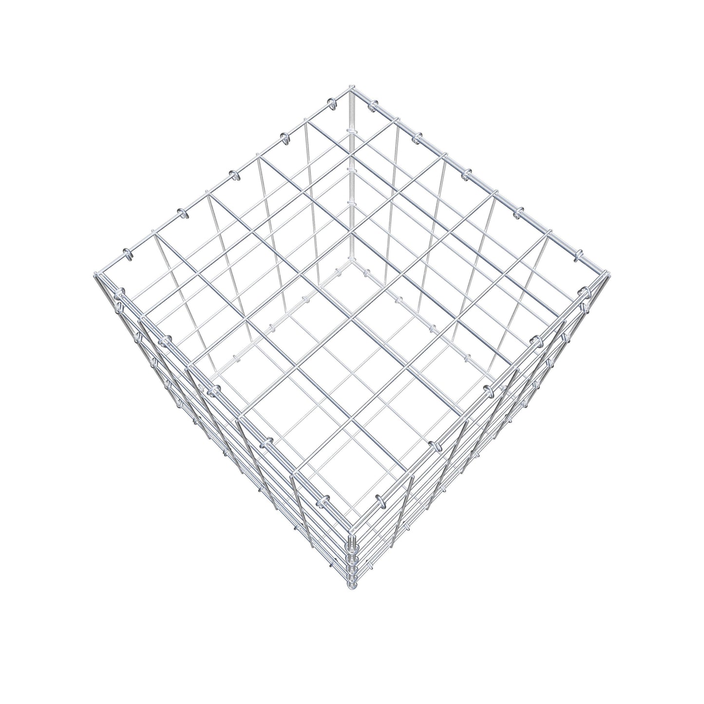 Gabion 50 cm x 50 cm x 50 cm (L x H x P), mailles 10 cm x 10 cm, anneau en C