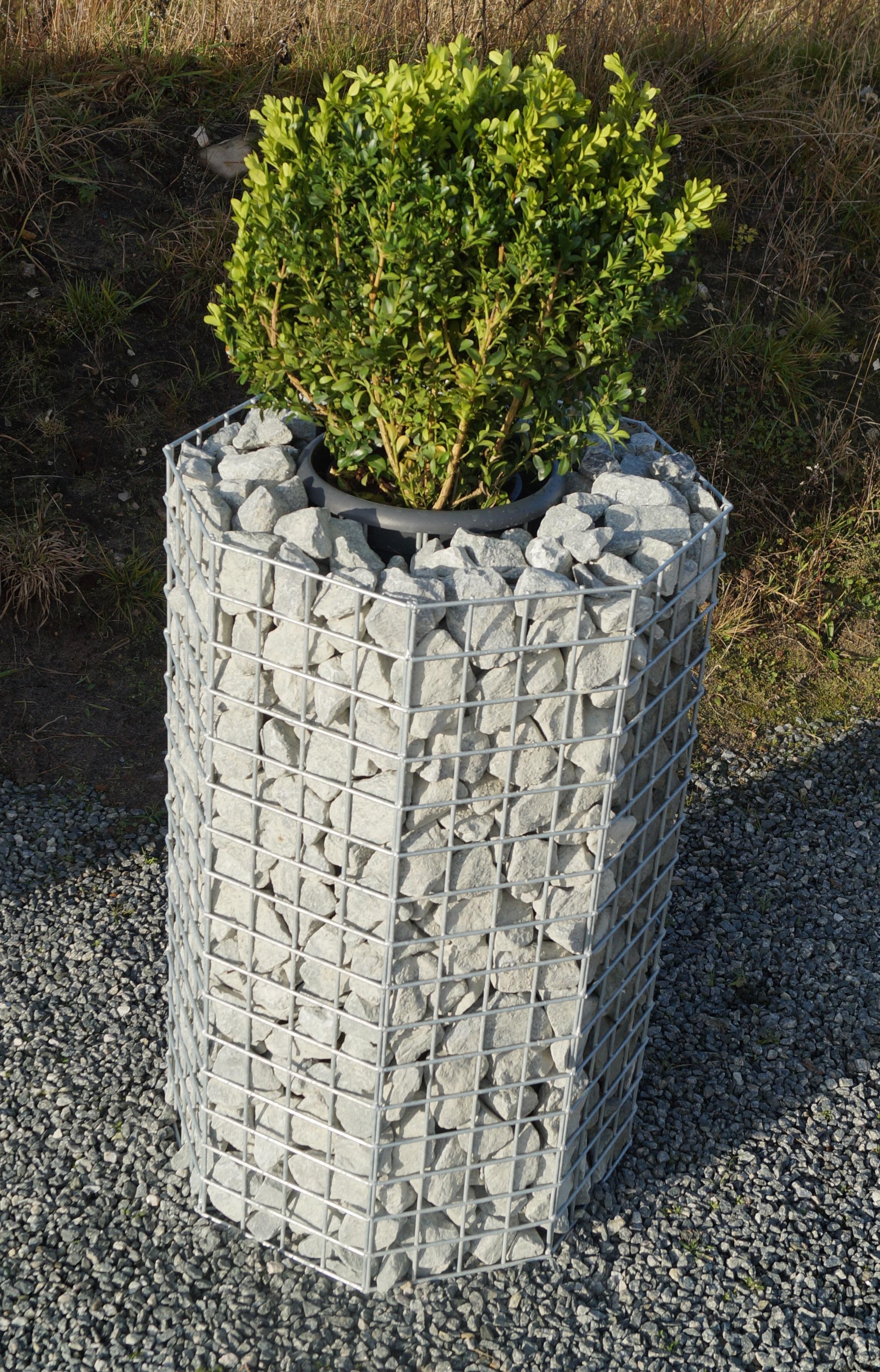 Colonne de fleurs octogonale, hauteur 82 cm, MW 5 x 5 cm, galvanisée à chaud avec pot