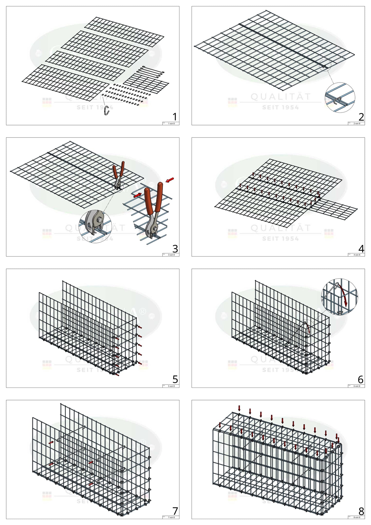 Pile aggiuntivo tipo 2 50 cm x 40 cm x 40 cm, maglia 5 cm x 10 cm, anello a C