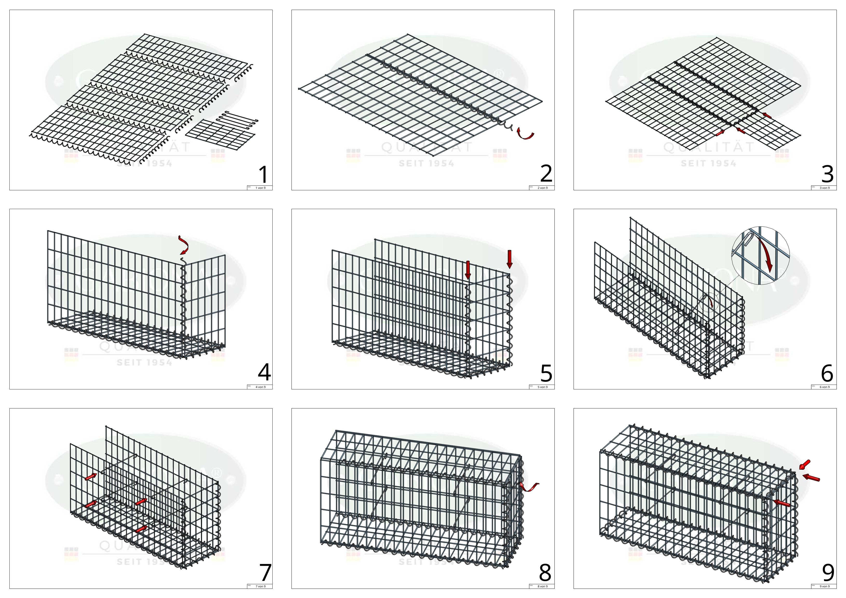 Gabião tipo 2 100 cm x 20 cm x 40 cm (C x A x P), malhagem 5 cm x 10 cm, espiral