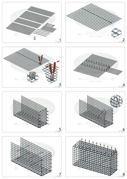Mounted gabion type 2 100 cm x 70 cm x 30 cm (L x H x D), mesh size 5 cm x 5 cm, C-ring