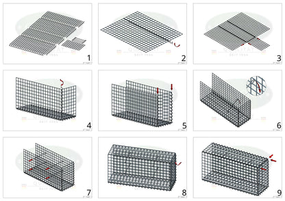 Gabion rapporté type 2 100 cm x 80 cm x 50 cm (L x H x P), mailles 5 cm x 5 cm, spirale